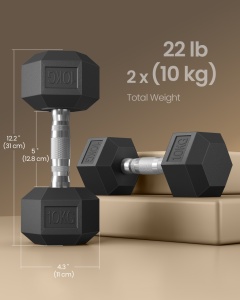 Σετ 2 τεμ. αλτήρες 2x10 kg Songmics Μαύρο 31x13.5x11 cm - Img 5