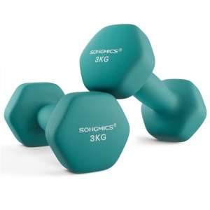 Σετ 2 τεμ. αλτήρες 2x3 kg Songmics Τιρκουάζ 20x9x8.5 cm - Img 2