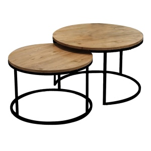 Σετ 2 τραπεζάκια σαλονιού Solme Pako World Natural 75x75x45 cm
