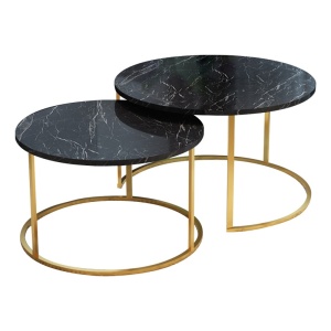 Σετ 2 τραπεζάκια σαλονιού Solme Pako World Μαύρο 75x75x45 cm
