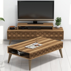 Σετ Comoda TV και τραπεζάκι σαλονιού σαλονιού City Walnut