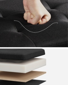 Σκαμπό Μπαούλο Αποθήκευσης Μαύρο Songmics 76x38x38 cm - Img 5