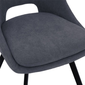 Σκαμπό μπαρ Initiate material teddy σκούρο γκρι με πόδια metalice negre 48x56x98 cm - Img 6