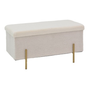 Σκαμπό Ziwel με καπάκι teddy Λευκό-χρυσό 80x40x40 cm