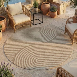 Στρογγυλό Χαλί Desert Boho V1 Μπεζ 200x200 cm