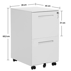 Συρταριέρα γραφείου, Songmics, Λευκό, 39x45x60 cm - Img 4