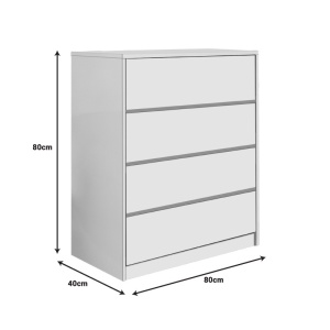Συρταριέρα Kuanger με συρτάρια από MDF Λευκό 80x40x80 cm - Img 3