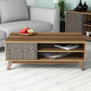 Τραπεζάκι σαλονιού İnci - Walnut, Blue