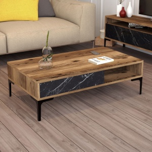 Τραπεζάκι σαλονιού Istanbul - Walnut, Μαύρο Marble