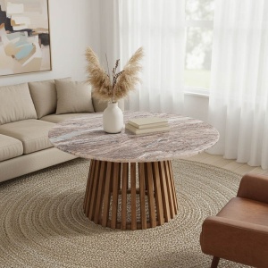 Τραπεζάκι σαλονιού Mable boho Καφέ 100x100x45 cm