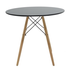 Τραπέζι Julita MDF με επιφάνεια Μαύρο και πόδια naturale 80x80x73 cm - Img 2