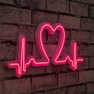 Φωτεινή Διακόσμηση Τοίχου LED Love Rhythm Ροζ 51x21x2 cm