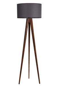 Φωτιστικό Δαπέδου Tripod Ceviz Lambader Silindir Koyu Γκρι Abajurlu Γκρι/Καρυδί - Img 2