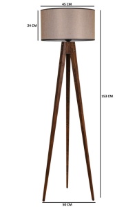 Φωτιστικό Δαπέδου Tripod Ceviz Lambader Silindir Koyu Hasır Abajurlu Καρυδί - Img 4