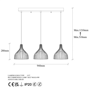 Φωτιστικό οροφής Cafu Χρυσό 94x25x121 cm - Img 6