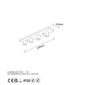 Φωτιστικό οροφής Mirro Χρυσό 60x10x10 cm - Img 7