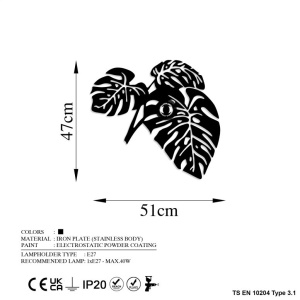 Φωτιστικό Τοίχου Leaves, Μαύρη Σκιά - Img 8