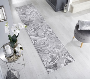 Χαλί Διαδρόμου Marbled Ασημί 80X300 cm, Flair Rugs