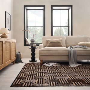 Χαλί Meander Jute Μαύρο 160x230 cm, Flair Rugs