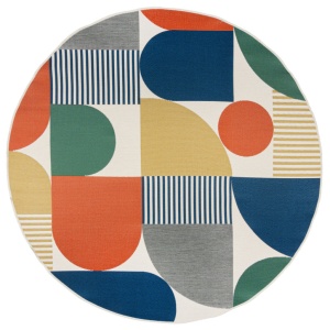 Χαλί Geo Fusion Outdoor Κίτρινο Ochre 160X160 cm, rotund, Flair Rugs - Img 2