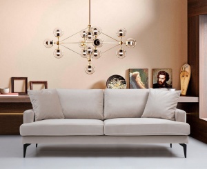2θέσιος καναπές Leyla Ανοιχτό Γκρι 180x63 cm