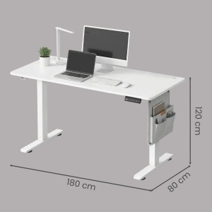 Birou reglabil pe inaltime, Balok, Songmics, Alb, 180x80x120 cm - Img 2