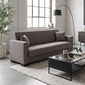 Canapea extensibila cu spatiu de depozitare Vox, Maro, 180x75x85 cm