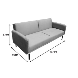 Canapea extensibila Veluto, Gri, 85x197x83 cm - Img 6