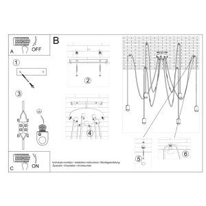Candelabru 5 Edison Negru 300x300x150 cm - Img 5