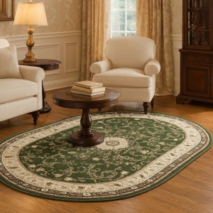 Covor Oval, Lotos, Verde, 80x150 cm, Delta Lotos 523