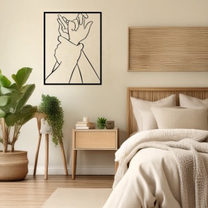 Decoratiune de perete din metal, Handia, Negru, 0.2x40x50 cm - Img 2