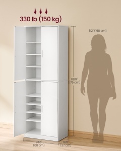 Dulap pantofar 4 usi, Custos, Alb, 60x36x175.1 cm - Img 5