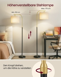 Lampadar Lusia, Negru, 54.2x30x176 cm - Img 3