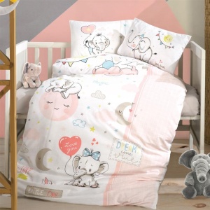 Lenjerie Patut Bebe Sweet Dreams Roz (Bumbac 100%)