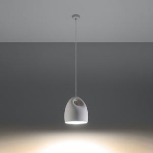 Lustra suspendata Bukano din ceramica Alb 25x25x126 cm - Img 3