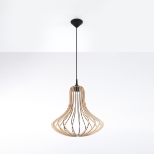 Lustra suspendata Elza din lemn, Natural 41x41x110 cm - Img 2