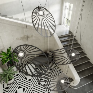 Lustra suspendata Lehdet Negru 110x80x150 cm - Img 11