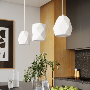 Lustra suspendata Mint din ceramica Alb 20x20x125 cm - Img 4
