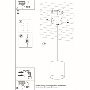Lustra suspendata Orbis Alb 10x10x110 cm - Img 6