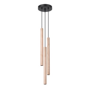 Lustra suspendata Pastelo din lemn, Natural 19.5x19.5x115 cm