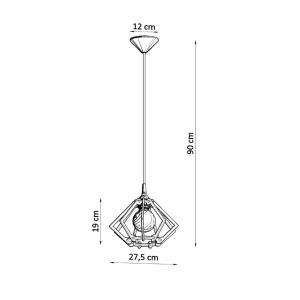 Lustra suspendata Pompelmo din lemn, Natural 27.5x27.5x90 cm - Img 4