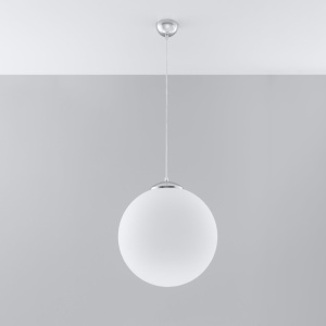 Lustra suspendata Ugo Argintiu 40x40x130 cm - Img 2