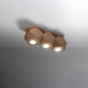 Lustra Woody din lemn, Natural 36x12x12 cm - Img 3