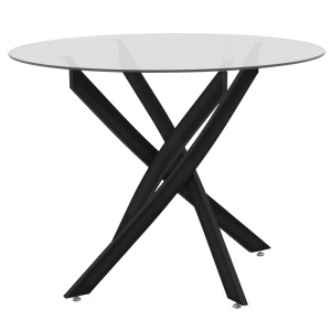 Masa Antoro din sticla cu picioare din metal negru 100x100x75 cm - Img 2
