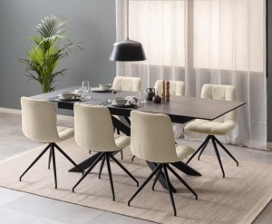 Masa dining Irwine, Negru, 76x210x90 cm - Img 2
