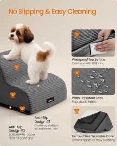 Scara pentru animale Baddi, Gri ardezie, 40x40x30 cm - Img 5