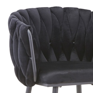 Scaun bar Vivian catifea neagra picior metal negru 57x50x100 cm - Img 5