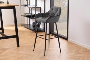 Scaun de bar Brooke, Gri, 104x52x53 cm - Img 2