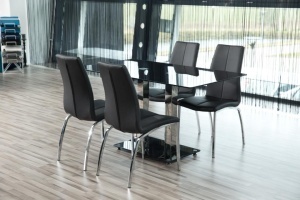Scaun dining Asama V1, Negru, 95x43.5x57 cm