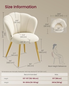 Scaun dining Laela, Crem, 62.5x60x80 cm - Img 7